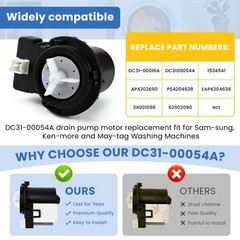 DC31-00054A Washer Drain Pump by AMI PARTS Replaces DC31-00016A Black