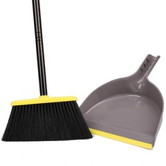 Broom and Dustpan Set,IndoorBroom with Dust pan Combo Set Yellow Angle