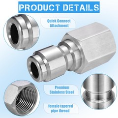 2Pcs Pressure Washer Coupler – 3/8 inch Male quick connect plug, Silver