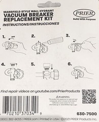 Prier Heavy-Duty ABS Plastic Wall Hydrant Vacuum Cap Breaker Repair Kit 630-7500