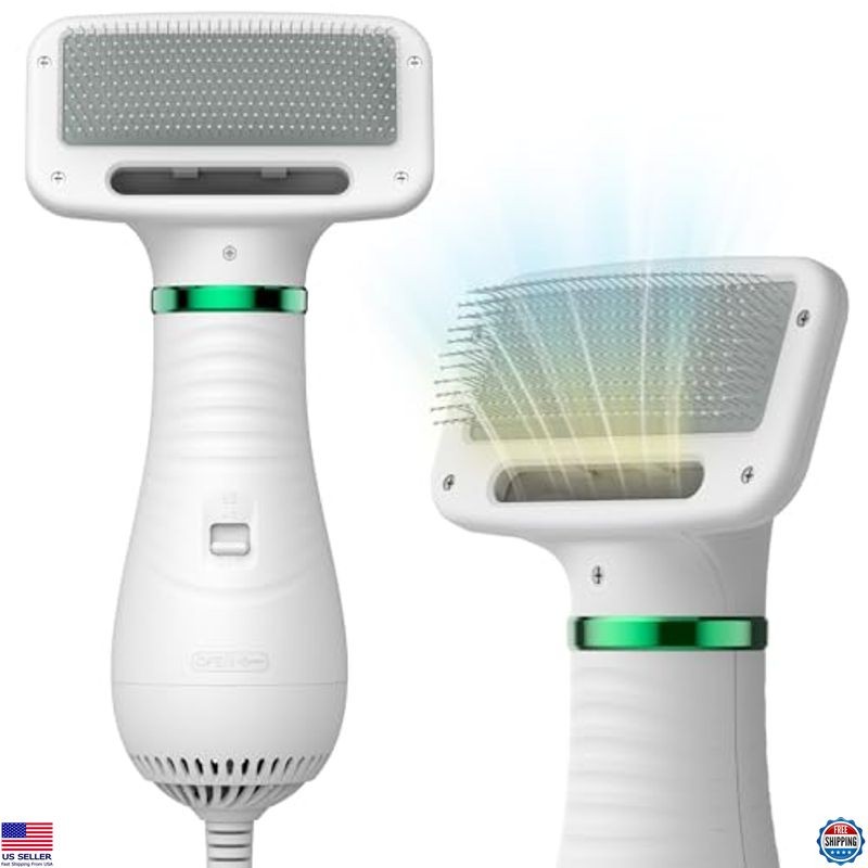 2-in-1 Dog Hair Dryer & Slicker Brush – 300W Portable Grooming Tool for Pets