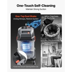 11 Gallon Wet Dry Shop Vacuum, 5.5 HP Portable with Self – Cleaning, 1350W, 20ft