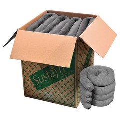 Sustayn By Spilfyter G-34 Sorbent Sock, 44 Gal, 3 In X 48 In, Universal, Gray,