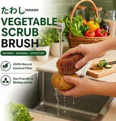 Pack of 3 Tawashi Vegetable Scrub Brush,100% Natural Coconut Coir Fiber
