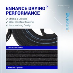 BlueStars 341241 Dryer Drum Belt – Fit 0.25 inches x 92.25 inches, Black