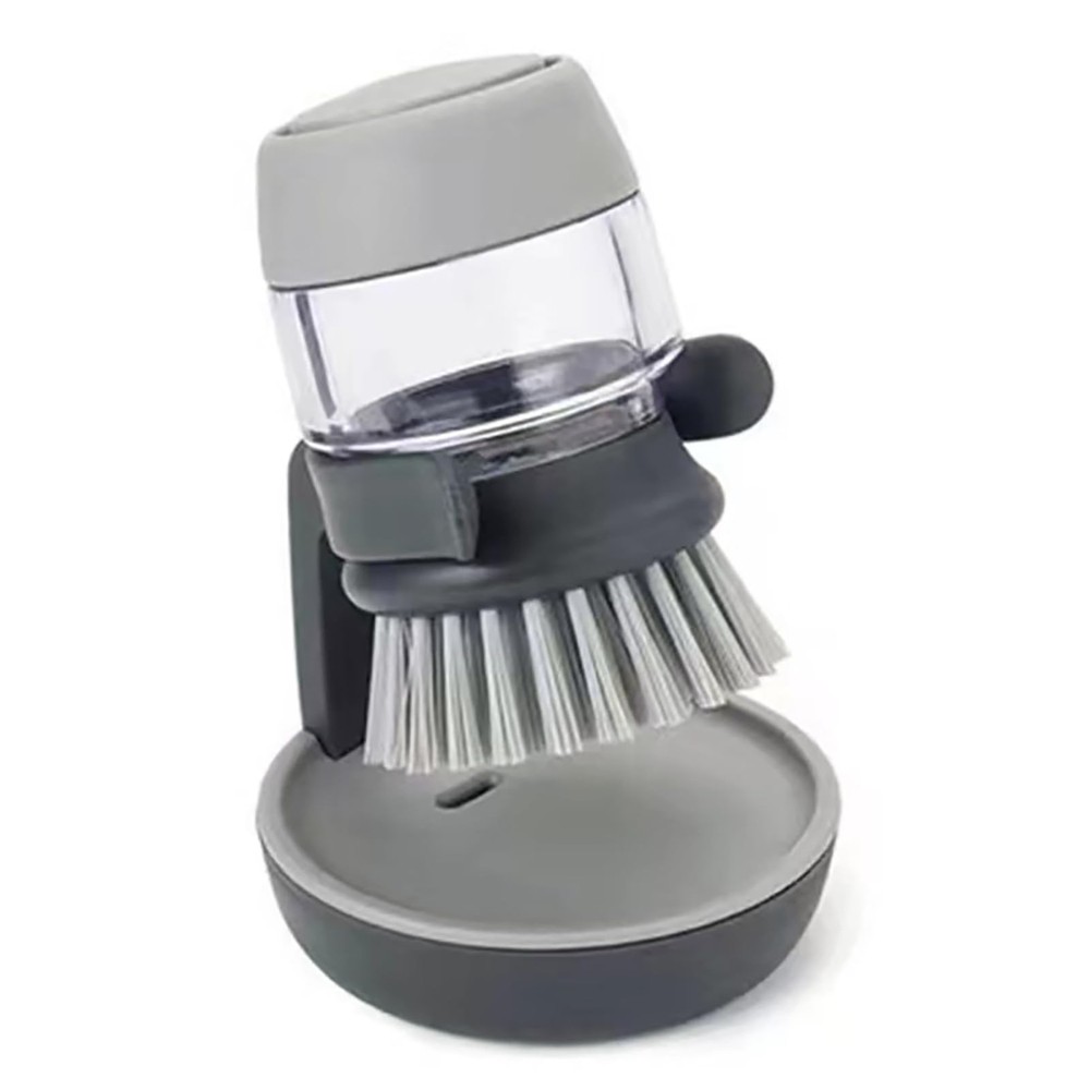 Dish Brush with Soap Dispenser, Dishwashing Kitchen Scrub Brushes Gray