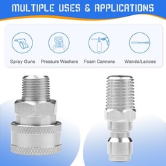 3/8 Inch Pressure Washer Quick Connect Fittings,Stainless 8 Pack, sliver