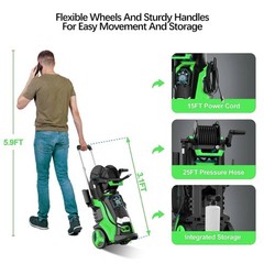 3800PSI Pressure Electric High Pressure Washer 1800W 2.8GPM with Touch Screen