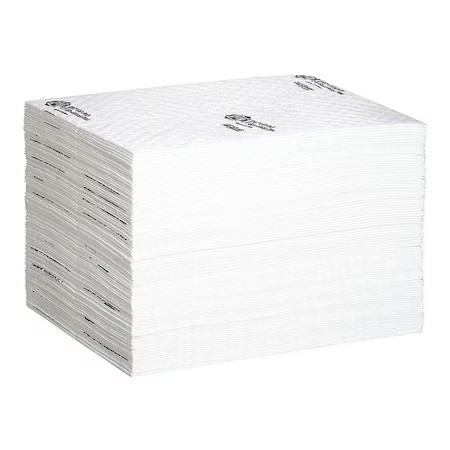 Pig Mat4105 Sorbent Pad, 22 Gal, 16 In X 20 In, Oil, White, Polypropylene
