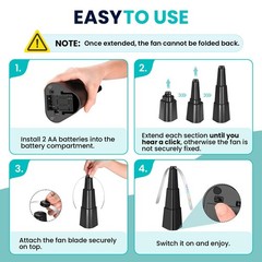 Fly Fans for Tables, Fan Outdoor Indoor Keep Flies Away, Black 4 Pack
