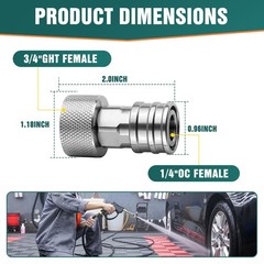 Garden Hose to Pressure Washer Adapter 1 Pack Silver Connector Fitting