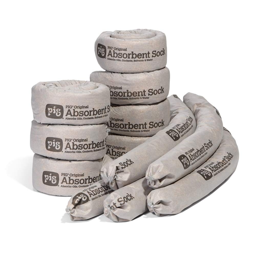 Gray Universal Absorbent Sock for Oil Water Solvent Leaks Tough and Economical