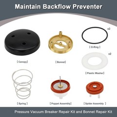 Thaekuns 720 Series Pressure Vacuum Breaker Repair Kit and Bonnet Black