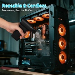 Electric Air Duster & Vacuum Cleaner, 130000 High-RPM Brushless Motor, Black