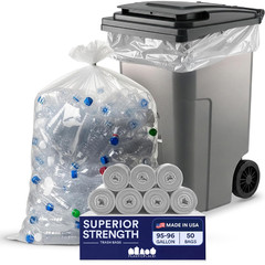 Plasticplace 95-96 Gallon Garbage Can Liners 1.5 Mil Clear Heavy Duty Trash