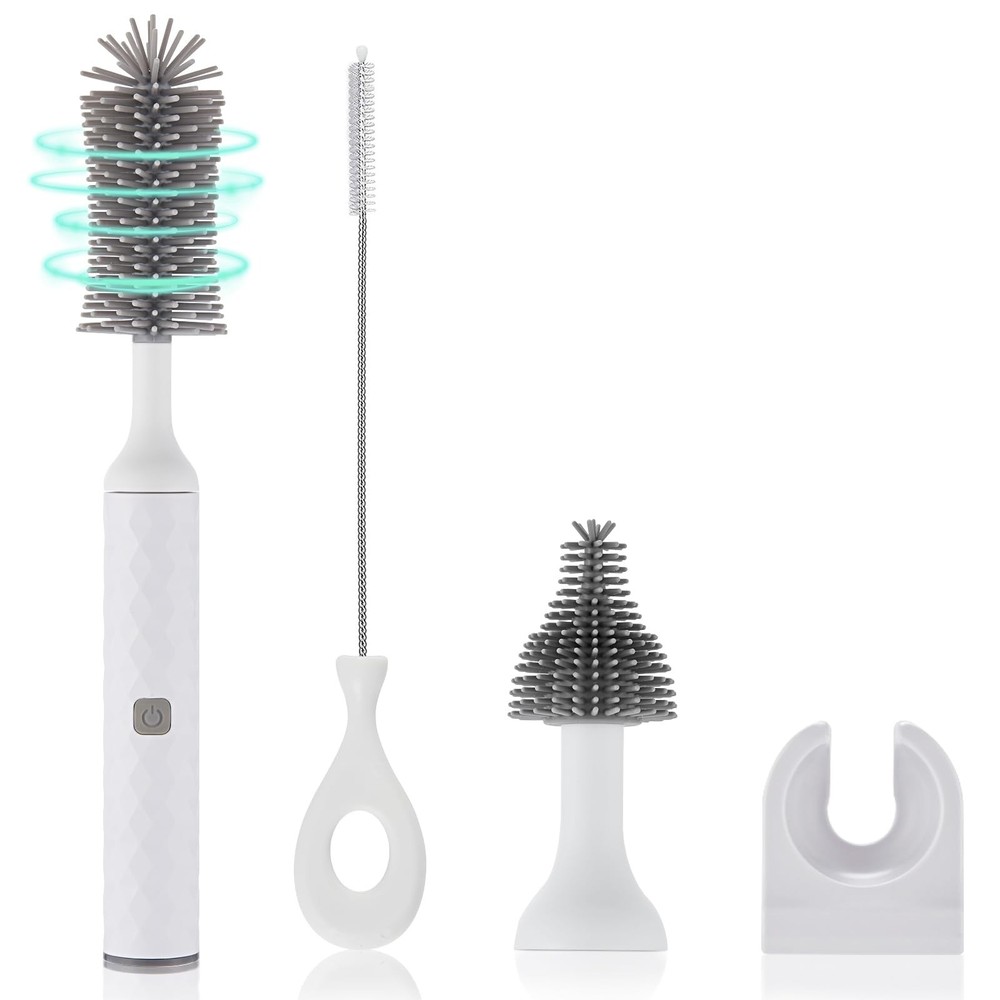 biqin Rechargeable Electric Bottle Brush Cleaner Set, 360° X-Large, White