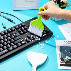 CHENGU 3 Pcs Mini Dustpan Set Brush for Table Whisk Pink, Green Light Blue