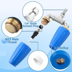EZALOR Dual Turbo Nozzle Pressure Washer, 360°Rotating 1/4 inch