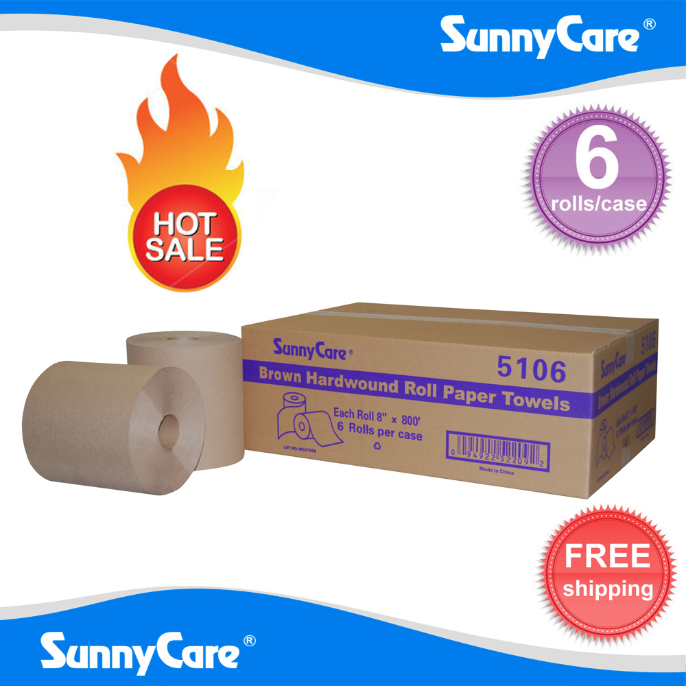 SunnyCare® #5106 Hardwound Paper Roll Towels, 8″ x 800`,Brown, 6 Rolls per Case
