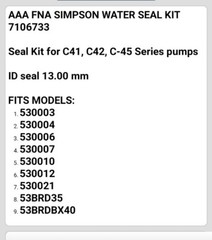 DeWALT 7106733 SIMPSON OEM AAA PRESSURE WASHER SEAL KIT FITS 530003