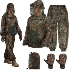 Mosquito Suits, Mesh Net Bug Hooded Jacket Pant for Men Women, Outdoor Full Body