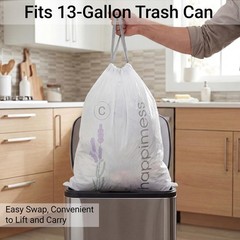 Happimess 13.2 Gallon 50L Drawstring Trash Bags Lavender Scent White Heavy Duty