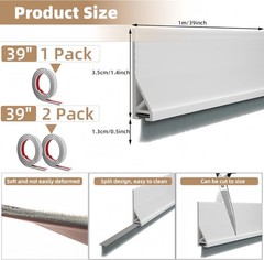 39” Under Door Draft Stopper with Brush, Soundproof 39in*1 pcs, White