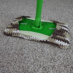 Handmade Crochet Reusable Mop Cover Basketweave Cotton Brown Tan White