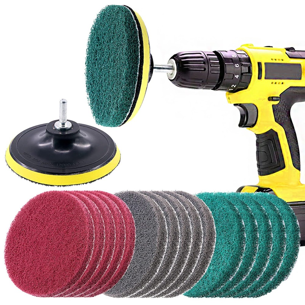 Swpeet 16Pcs 5Inch 3 Different Color Scrubbing Pads Drill Powered Brush Tile…
