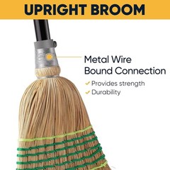 Yocada Heavy-Duty Corn Broom Commercial Indoor Outdoor 59.8 inch Black