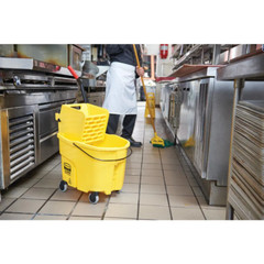Plastic Mop Bucket w/ Wringer Rubbermaid Commercial Products WaveBrake 8.75 Gal.