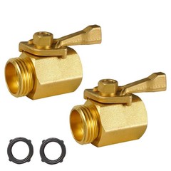 LIULO TOOL Brass Garden Hose Shut Off Valve, 2 Pack Heavy Duty 5 inches, Gold