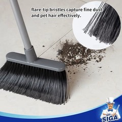 MR.SIGA Upright Pan & Broom Set, Synthetic Bristles, Plastic Dust Pan
