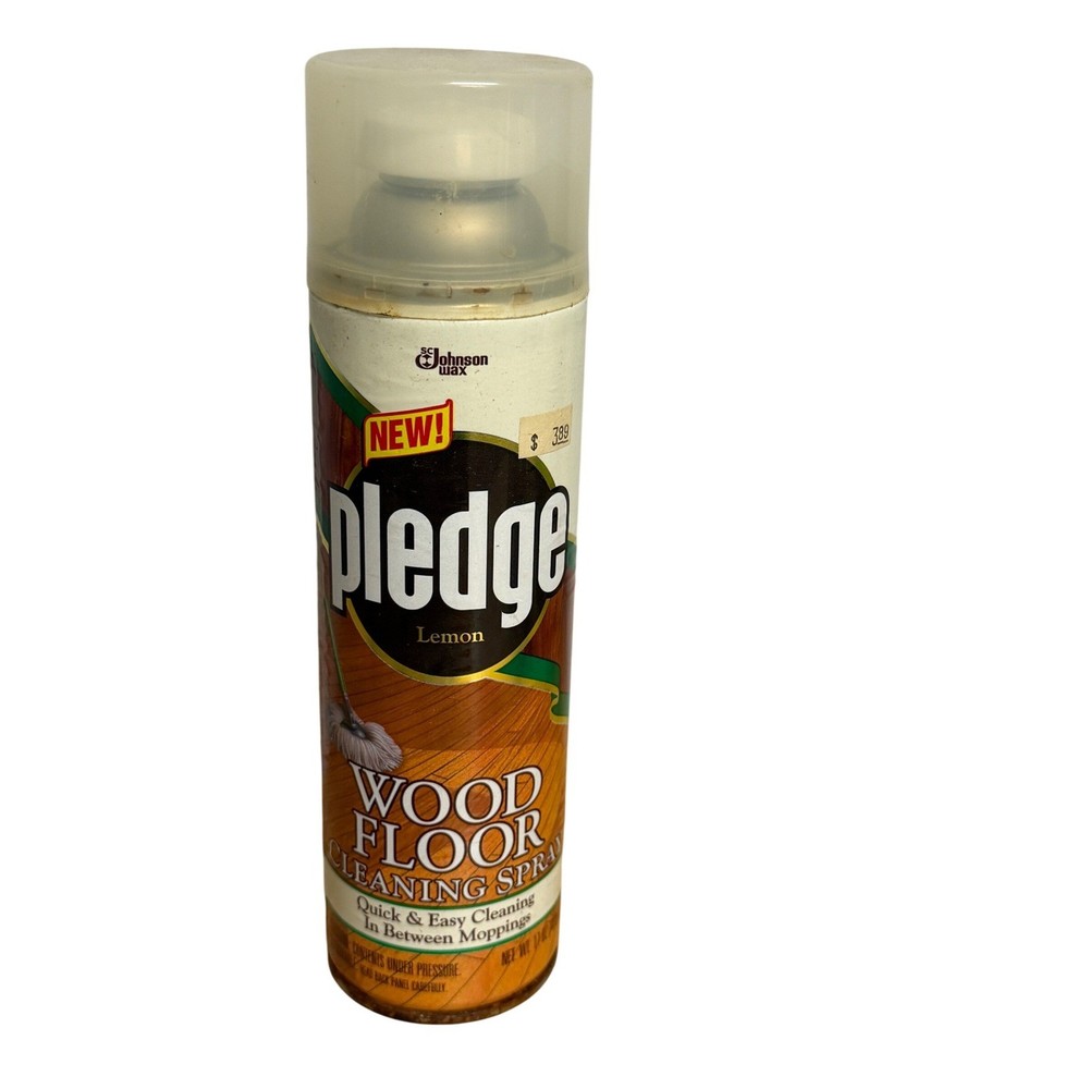 Vintage Pledge Wood Floor Cleaning Spray 14oz Lemon SC Johnson Prop Can