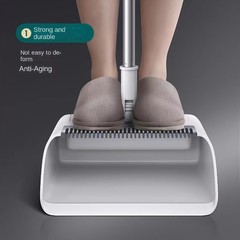 3in1 Broom and Dustpan Combo with Cleaning Teeth, Adjustable Long Handle, 180° R
