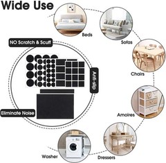 Yelanon Felt Furniture Pads for Hardwood Floors 261 pcs Mixed Black, Black