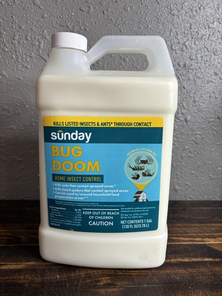 Sunday BUG DOOM Home Insect Control 1 Gal Kills Ants Spiders Pyrethrins