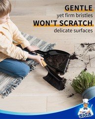 MR.SIGA Dustpan and Brush Set, Portable Cleaning 11.8 x 9.2 x 3.1 inch, Black