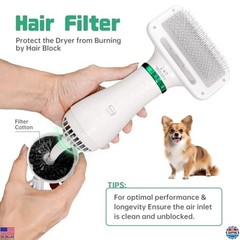2-in-1 Dog Hair Dryer & Slicker Brush – 300W Portable Grooming Tool for Pets