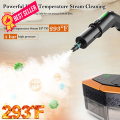 Steam Cleaner, 3-Level Adjustable Handle, 15s Heat-Up, Medium, Black+Orange