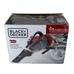 Black+Decker BDH1220AV Car Vacuum 12V Handheld 4ft Flexible Hose Slim Nozzle Red