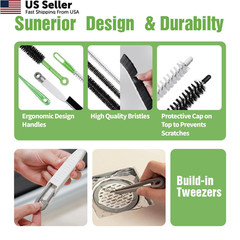 4pcs Flexible Cleaning Brush Set for Dryer Vents, Fridge Coils, HVAC Black