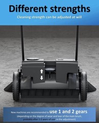 YANGZI IZONIX Manual Sweeper 55L 40in Path Side Brushes Multi-Surface