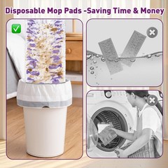 Funtin Power Mop Pads for Swiffer PowerMop, Unscented 40 Packs, White-purple