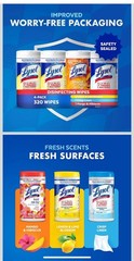 Lysol Disinfecting Wipes Multi-surface Cleaning Wipes, 80 Count, 4pk