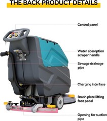 22″ Walk-behind Floor Scrubber Machine Commercial 18.5-gal Tank 31.5″ Suction