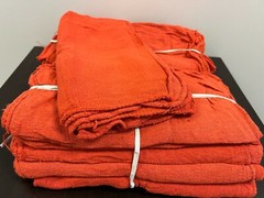 100 PIECES NEW ORANGE INDUSTRIAL SHOP RAGS CLEANING TOWELS