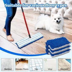 3 Pack Mop Heads Replacements for Ocedar 3 Blue Chenille Flip Pads