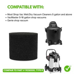 Nispira Foam Sleeve Filter for Shop-Vac 9058500 90585 TypeR Wet Dry Vacuum 6 pk