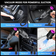 Cordless Vacuum Cleaner 22000PA Handheld 4-in-1 Rechargeable for Car Home Black
